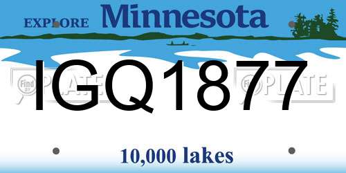 IGQ1877 Minnesota License Plate