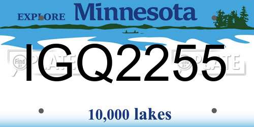 IGQ2255 Minnesota License Plate