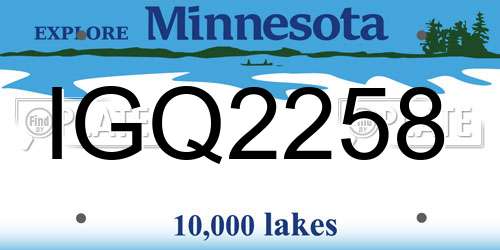 IGQ2258 Minnesota License Plate
