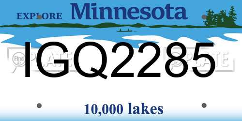 IGQ2285 Minnesota License Plate
