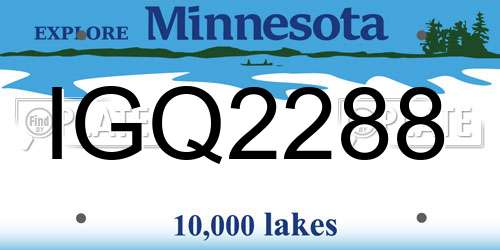 IGQ2288 Minnesota License Plate
