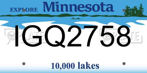 IGQ2758 Minnesota License Plate
