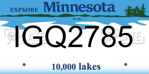 IGQ2785 Minnesota License Plate