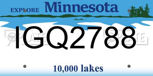 IGQ2788 Minnesota License Plate
