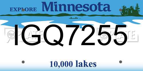 IGQ7255 Minnesota License Plate