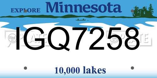 IGQ7258 Minnesota License Plate