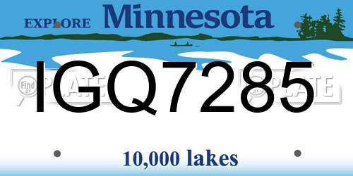 IGQ7285 Minnesota License Plate