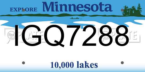 IGQ7288 Minnesota License Plate