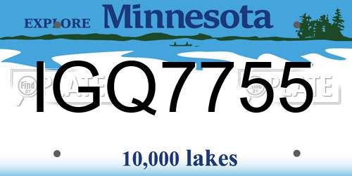 IGQ7755 Minnesota License Plate