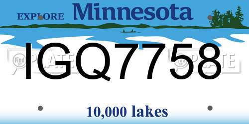 IGQ7758 Minnesota License Plate