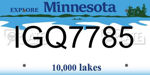 IGQ7785 Minnesota License Plate