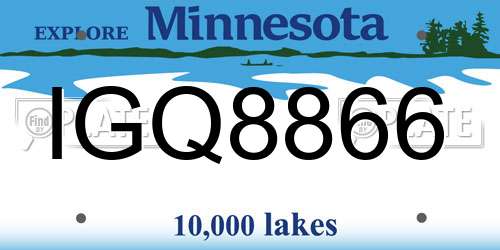 IGQ8866 Minnesota License Plate