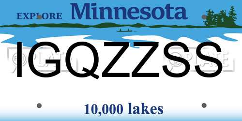 IGQZZSS Minnesota License Plate