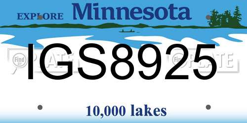 IGS8925 Minnesota License Plate