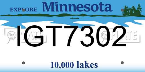 IGT7302 Minnesota License Plate