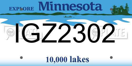 IGZ2302 Minnesota License Plate