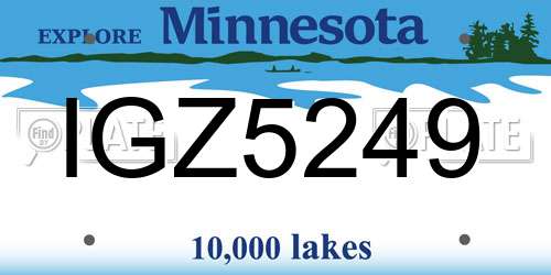 IGZ5249 Minnesota License Plate