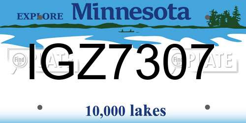 IGZ7307 Minnesota License Plate