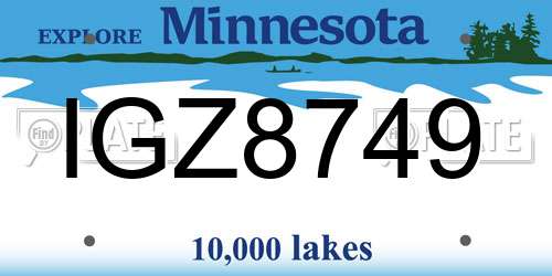 IGZ8749 Minnesota License Plate