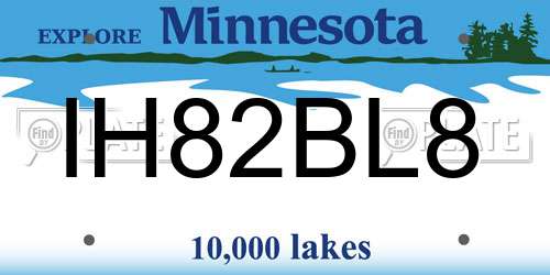 IH82BL8 Minnesota License Plate