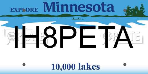IH8PETA Minnesota License Plate