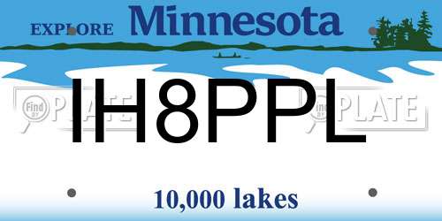 IH8PPL Minnesota License Plate