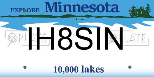 IH8SIN Minnesota License Plate