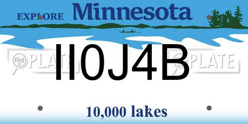 II0J4B Minnesota License Plate