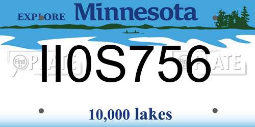 II0S756 Minnesota License Plate