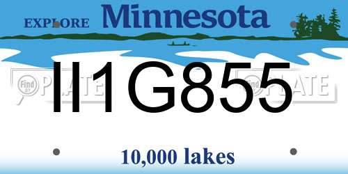 II1G855 Minnesota License Plate