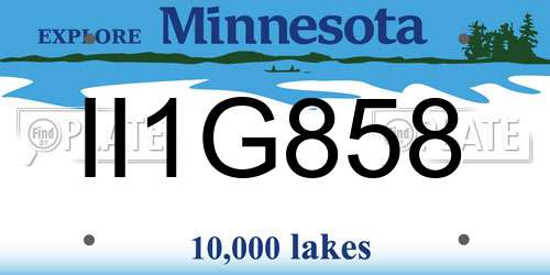 II1G858 Minnesota License Plate