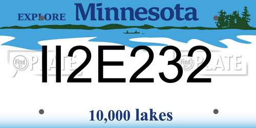 II2E232 Minnesota License Plate