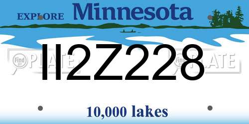 II2Z228 Minnesota License Plate