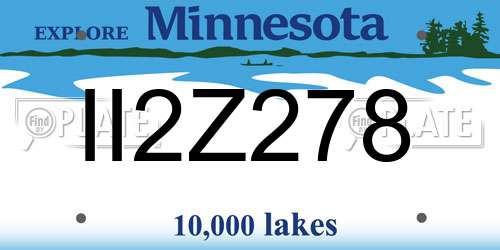 II2Z278 Minnesota License Plate