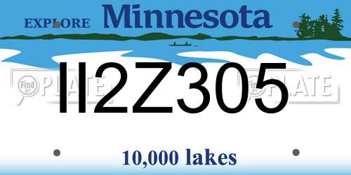 II2Z305 Minnesota License Plate
