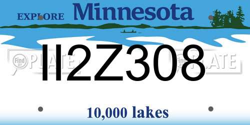 II2Z308 Minnesota License Plate
