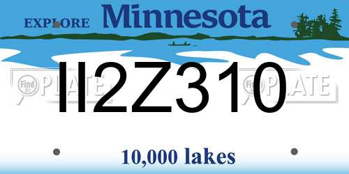 II2Z310 Minnesota License Plate
