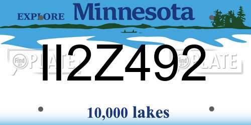 II2Z492 Minnesota License Plate