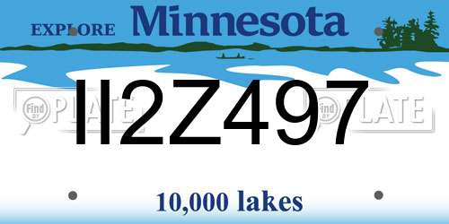 II2Z497 Minnesota License Plate