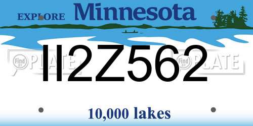 II2Z562 Minnesota License Plate