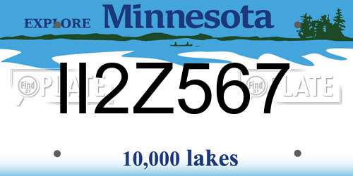 II2Z567 Minnesota License Plate