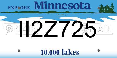 II2Z725 Minnesota License Plate