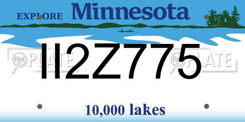 II2Z775 Minnesota License Plate