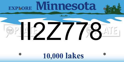 II2Z778 Minnesota License Plate