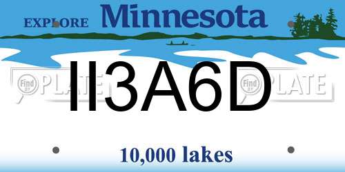 II3A6D Minnesota License Plate