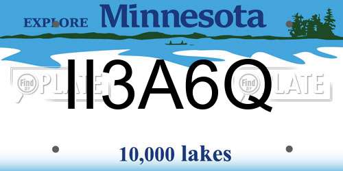 II3A6Q Minnesota License Plate