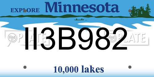 II3B982 Minnesota License Plate