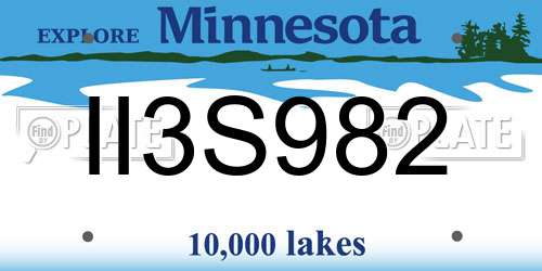 II3S982 Minnesota License Plate