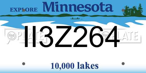 II3Z264 Minnesota License Plate