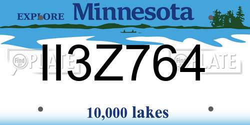 II3Z764 Minnesota License Plate